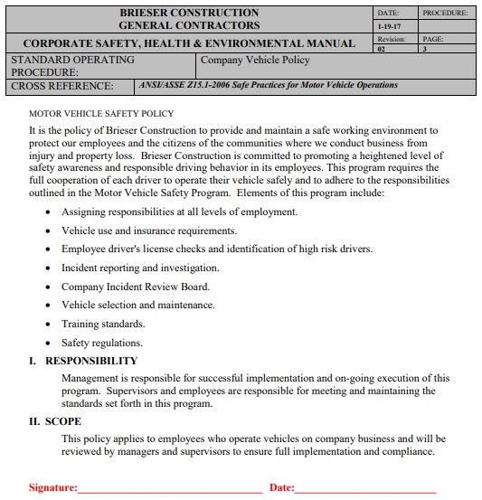 Free Company Vehicle Policy Template (Word, PDF) - Excel TMP