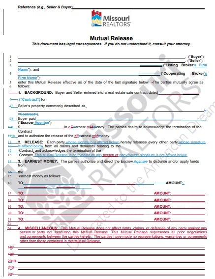 8 Free Release of Earnest Money Form (Word / PDF) - Excel TMP